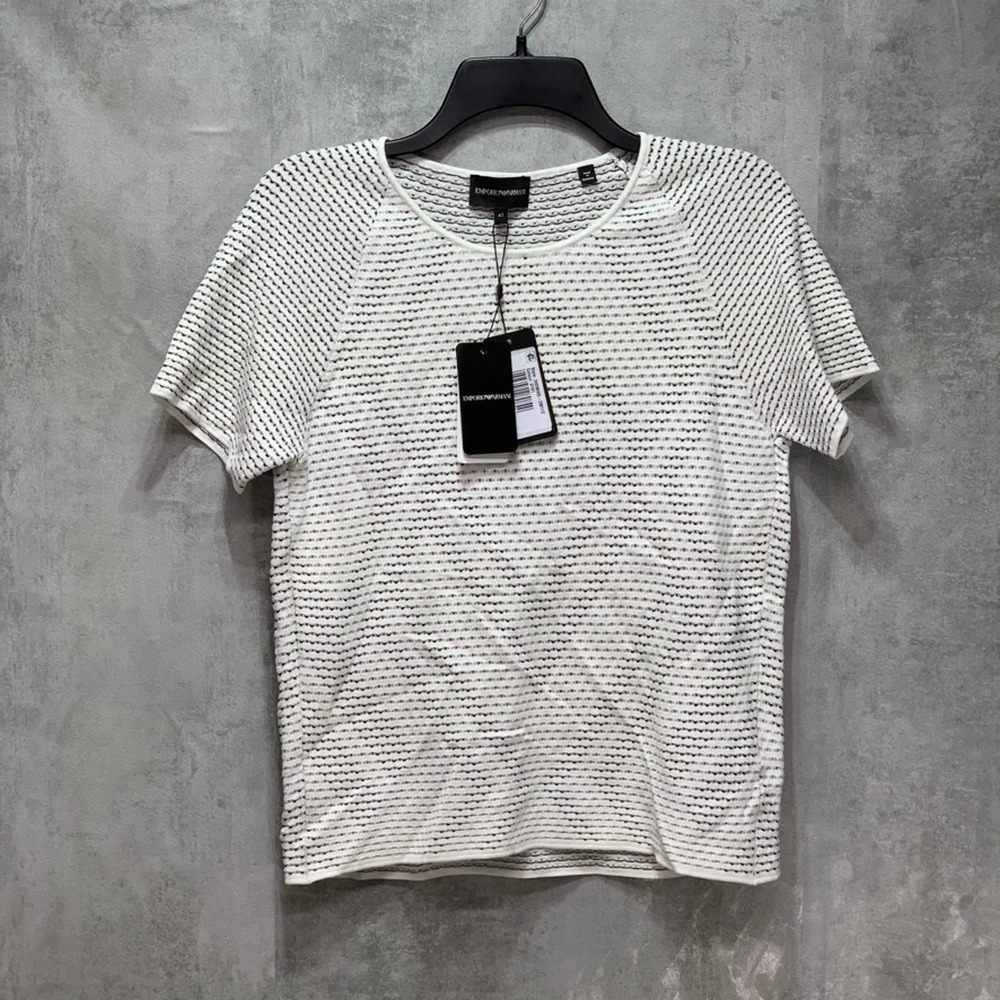 Emporio Armani White Woven Diamond Detailed Eyelet